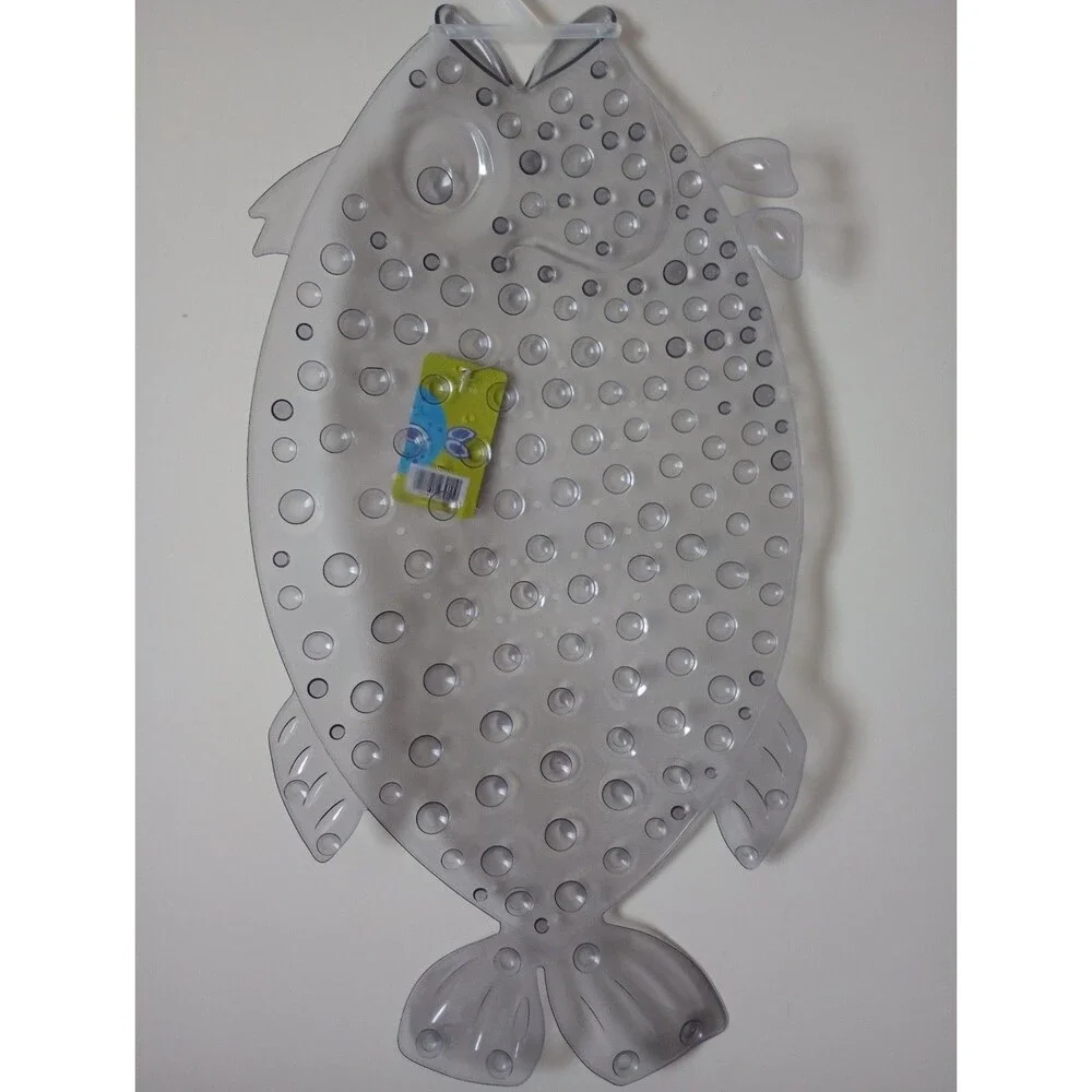 NWT Clear Fish Shaped Bath Tub Mat Size 14.5 x 30 Inch